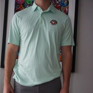 Greg Norman Polo Shirt Men's Medium Golf  Striped Green